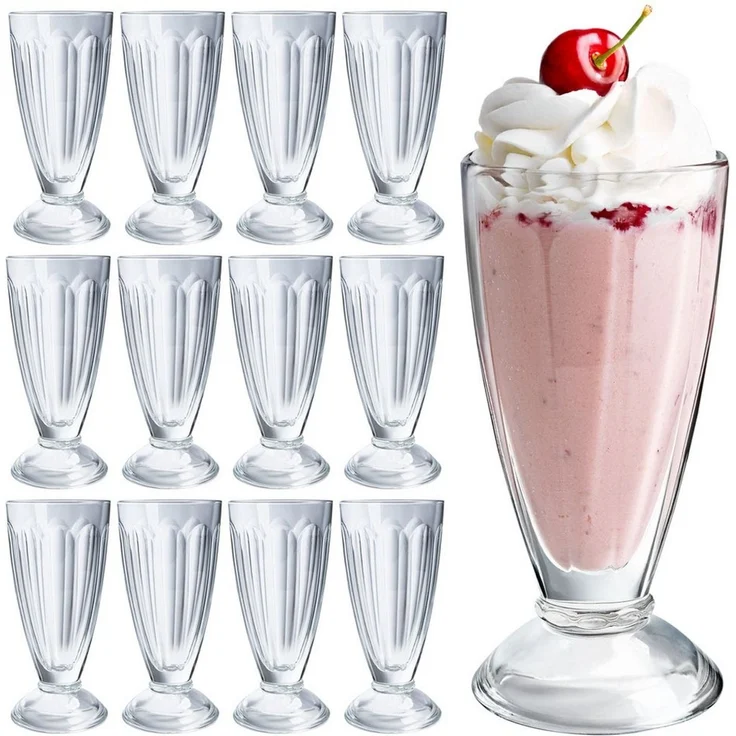 KONZEPT Cocktailglas mit Stiel 300ml, Gläser für Smoothie, Milchshake und Dessert, 12-tlg, spülmaschinengeeignet – Bild 5