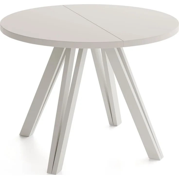 WFL GROUP Esstisch Ravano ausziehbar rund modern mit Holzbeinen in Kaschmir (MADE IN EU, drei Größen – 100 cm, ausziehbar auf 140/180 cm), platzsparender Tisch für kleine Küche, Esszimmer oder Wohnzimmer