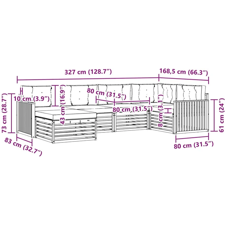 vidaXL Outdoor-Sofagarnitur 6 stk. 6-Sitzer Weiß und Anthrazit 3390762 – Bild 9