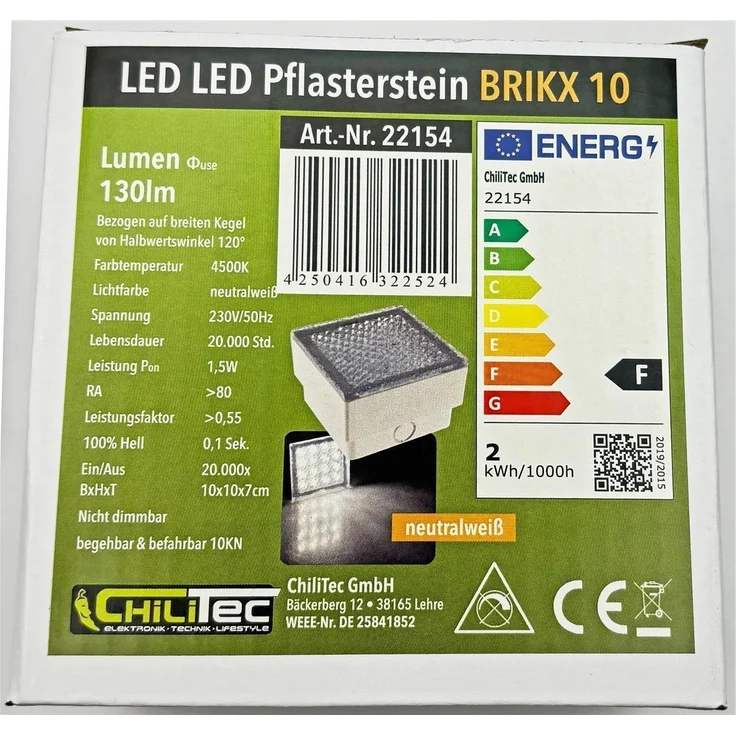 LED Pflasterstein "BRIKX 10" neutralweiß10x10x7cm, 92lm, IP67, 230V – Bild 9