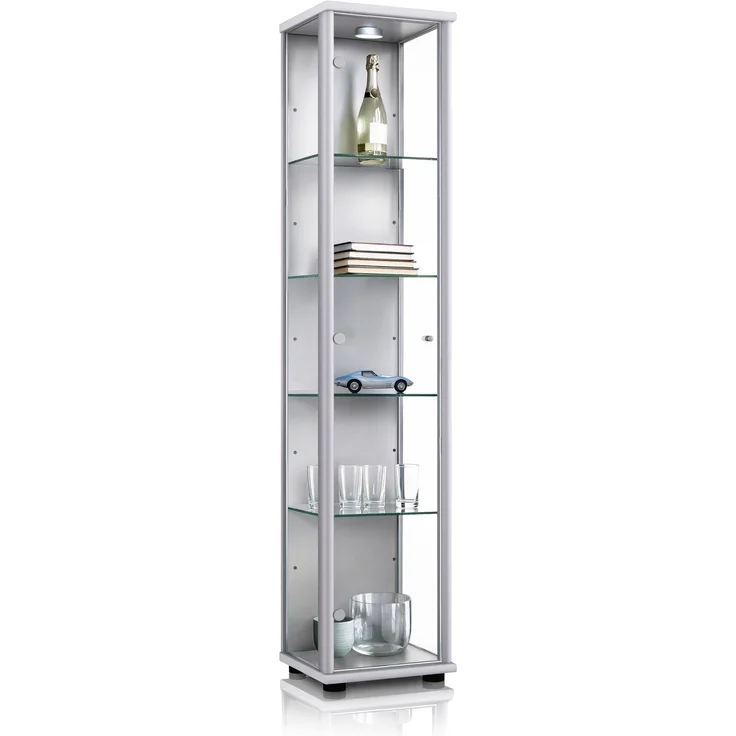 K-Möbel Glasvitrine C1014 (Glasvitrine (176x37x33 cm) mit 1 Glastür) Glasvitrine stehend – Bild 1
