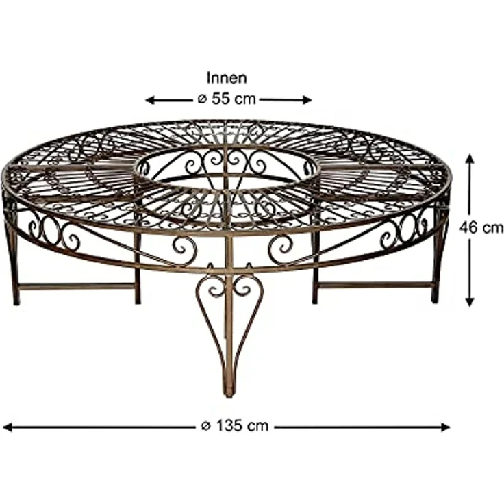 DanDiBo Rundbank Metall wetterfest Braun Ø 135 cm Baumbank 96188 Gartenbank Parkbank Sitzbank – Bild 2