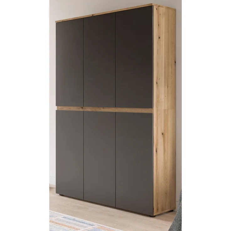 Mehrzweckschrank Assino in grau und Eiche 105x175 cm