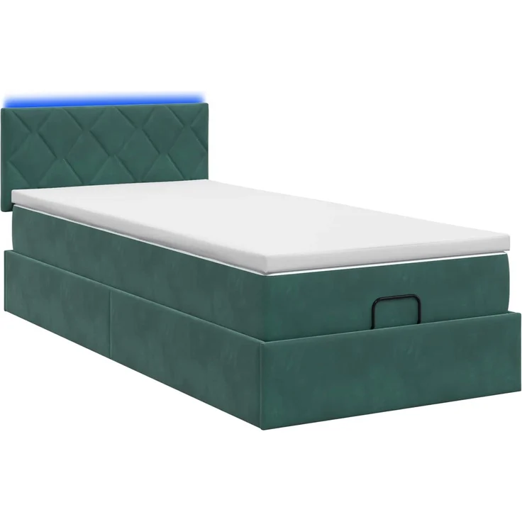 vidaXL Ottoman-Bett mit Matratze und LED Dunkelgrün 90 x 200 cm Samt 3457188 – Bild 10
