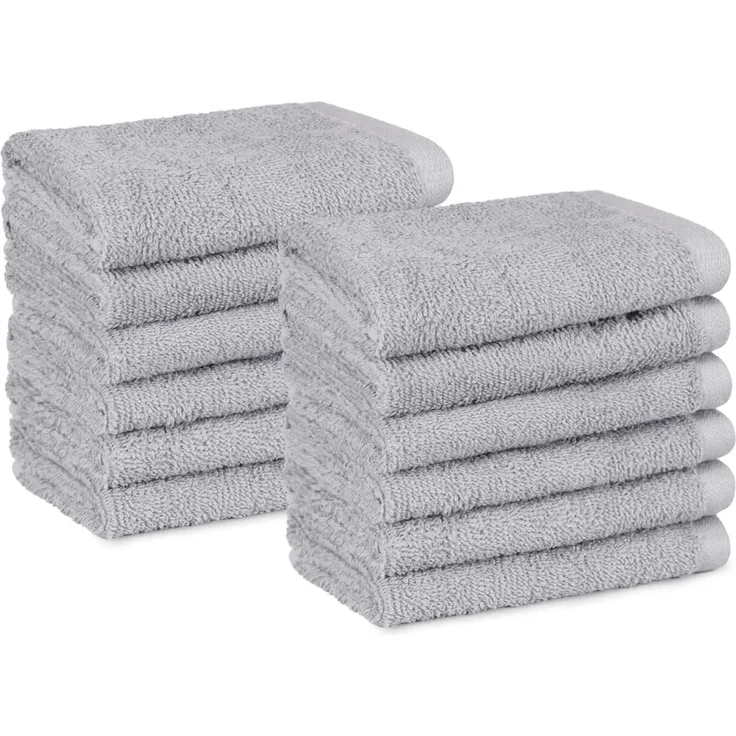 Amazon Basics - Waschlappen aus Baumwolle, 12er-Pack, Grau