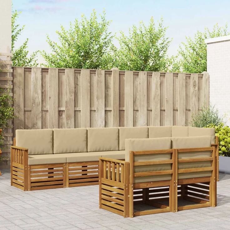 vidaXL Outdoor-Sofagarnitur 8 stk. 8-Sitzer Natur und Beige 3375003 – Bild 1