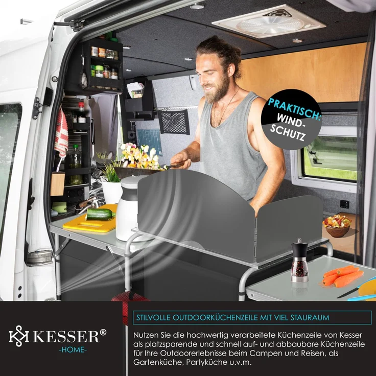 KESSER® Campingschrank, Campingküche mit Aluminiumgestell, inkl. Tragetasche , Kocherschrank für Camping , Campingmöbel , Outdoor Typ Big (Anthrazit) – Bild 3