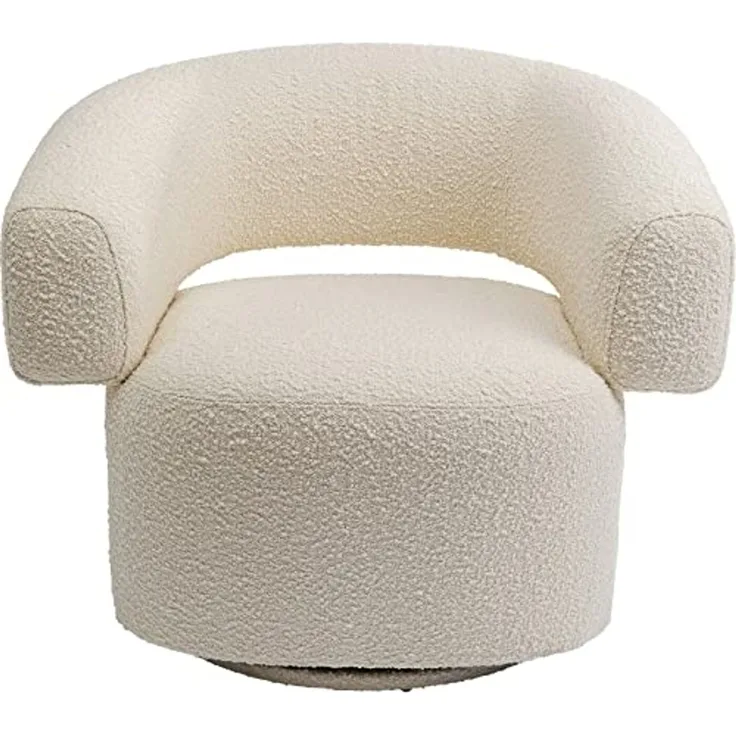 Kare Design Drehsessel Maye, Creme, 360 Grad drehbar, Drehsessel, Sessel, Handarbeit, 86 x 76 x 70 cm (H/B/T)