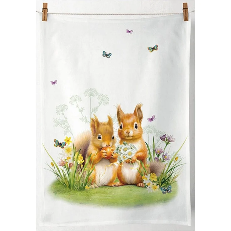 Ambiente® Geschirrtuch Little squirrels, (1-tlg, 1-teilig), Geschirrtücher ca. 50x70cm Baumwolle – Bild 2