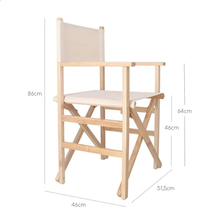 Aranaz Gerader Klappsessel aus Holz, Ecru 1032, 51 x 46 x 86 cm – Bild 2