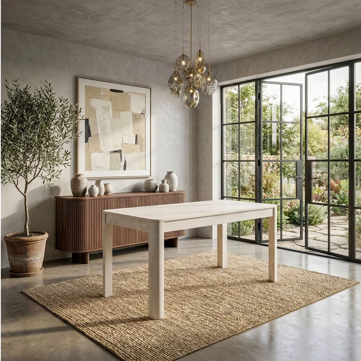FINEBUY Esstisch FB115622 Esszimmertisch Küchentisch 6 Personen Holztisch Esszimmer (Natürliches Holzdesign mit klarer Form), Kompakte Tischlösung für kleine Essbereiche – Bild 2