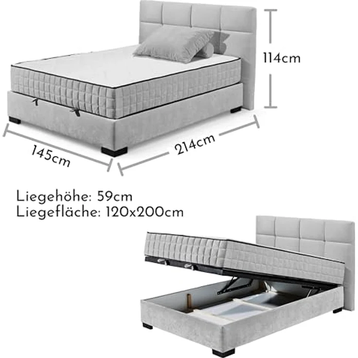 ED EXCITING DESIGN Boxbett Nagol, mit Bettkasten, mit Wendematratze, erhältlich in verschiedenen Breiten – Bild 4