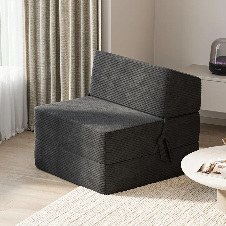 JUMMICO Schlafsofa Cord Faltbares Bodensofa mit Schlaffunktion,Grau