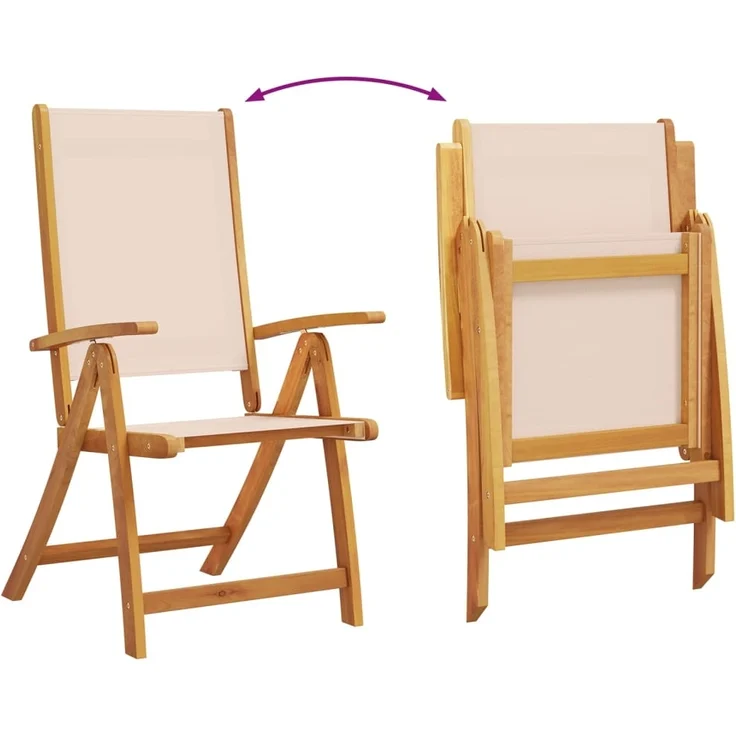 vidaXL Gartenstühle 4 Stk. Klappbar Massivholz Akazie und Textilene 3279235 – Bild 3