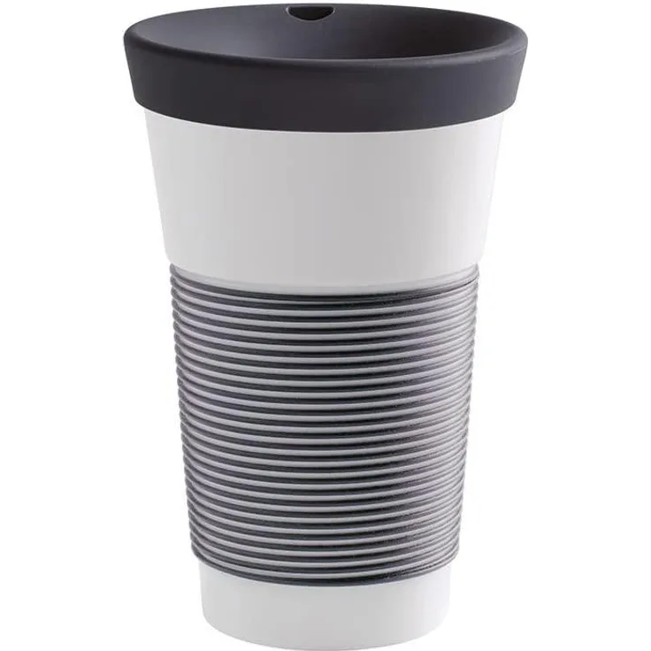 Kahla Coffee to Go Becher 0,47 l mit Deckel, Porzellan, Magie Grip anthrazit, 10 x 10 x 19 cm