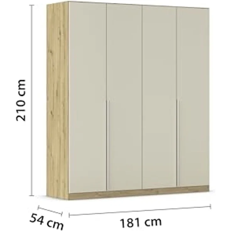 Rauch Möbel Alabama, Kleiderschrank für Schlafzimmer, Kinderzimmer, Wohnzimmer, Garderobe, Flur, 4-türig, mit Zubehör Premium, Farbe Beige/Eiche Artisan. Holz, Breite 181 cm – Bild 3