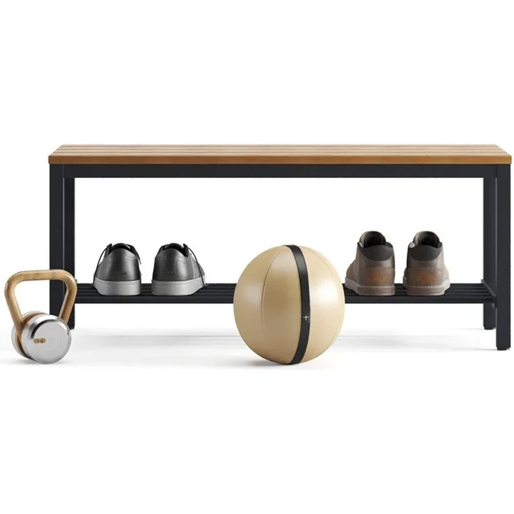 furni24 Bank Umkleidebank, Sitzbank für Umkleideräume mit Schuhrost BxHxT: 100 x 42 x 40 cm, Umkleidesitzbank, Umkleidebank, Garderobenbank, Sportbank, Bank mit Echtholz für Fitnessstudio – Bild 2