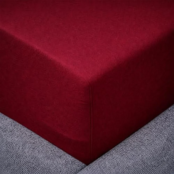 Traumschloss Spannbettlaken Comfort, Jersey, Bordeaux, 90-100x200, 100% Baumwolle – Bild 3