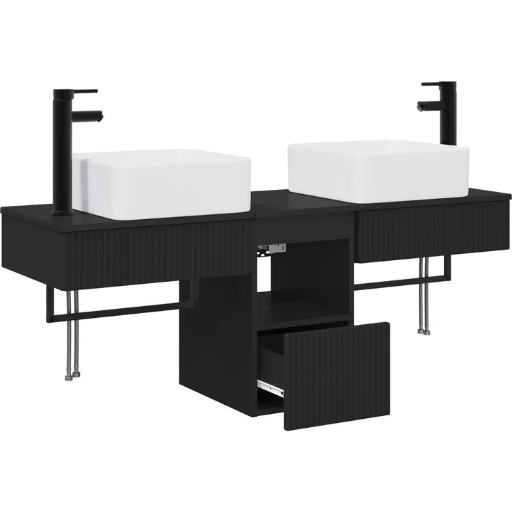 vidaXL Badezimmerschrank-Set 3 stk. Schwarz 130 x 41 x 80 cm 3405598 – Bild 4