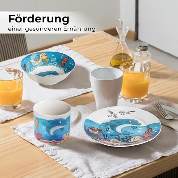 MiaMio Kindergeschirr-Set 3er-Set Kindergeschirr/Porzellan inkl. Teller, Schüssel und Tasse Ocea (3-tlg), 1 Personen, Porzellan – Bild 7