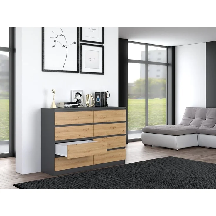 ibonto HOCHKOMMODE ANTHRAZIT / ARTISAN EICHE 40x1138x97cm (H 97 x T 40 x B 138 cm) – Bild 5