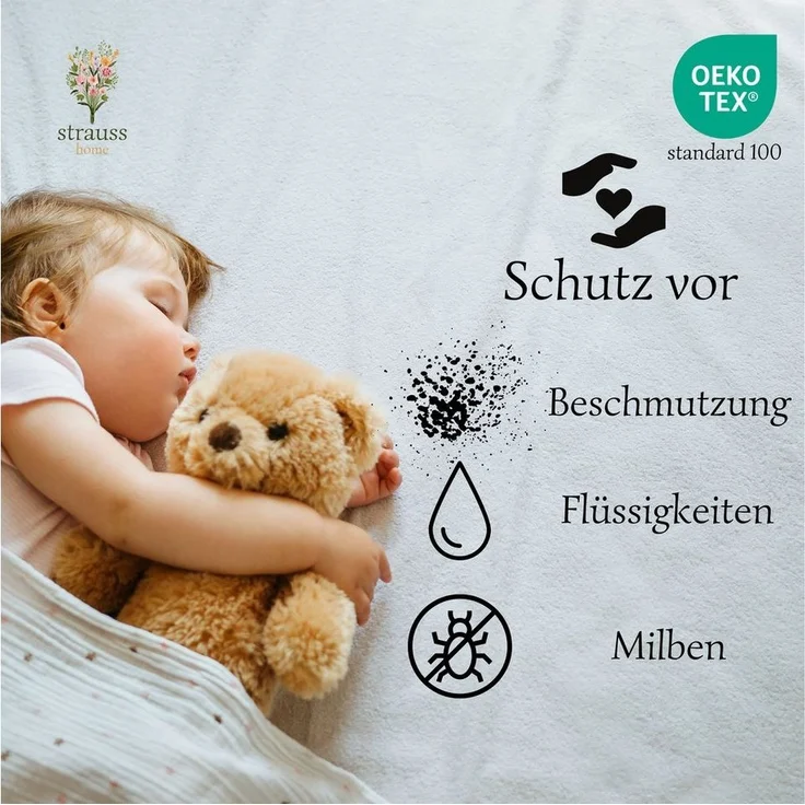 Strauss Home Spannbettlaken Premium, Gummizug: Rundumgummi, 150gr/m2 Premium Jersey 100% Baumwolle – Bild 3