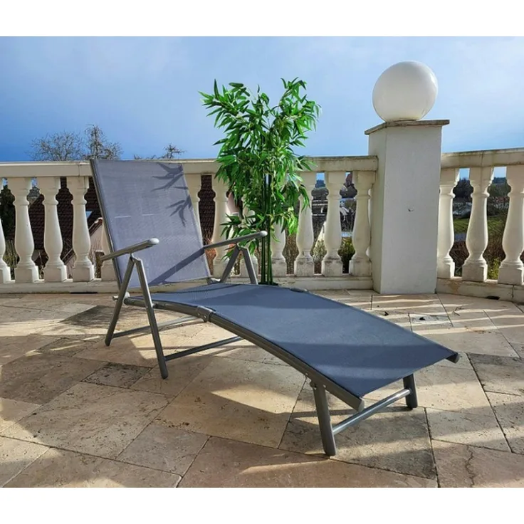 BruKa Gartenliege Sonnenliege RIO Grau Gartenliege Liegestuhl Strandliege Liege