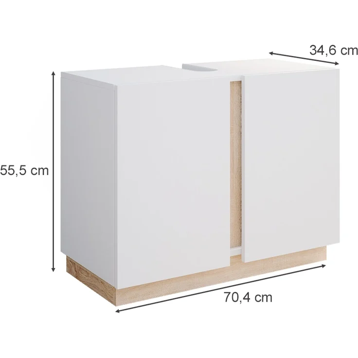 Waschbeckenunterschrank Gloria Weiß 70.4 x 55.5 cm mit 2 Türen Vicco – Bild 3