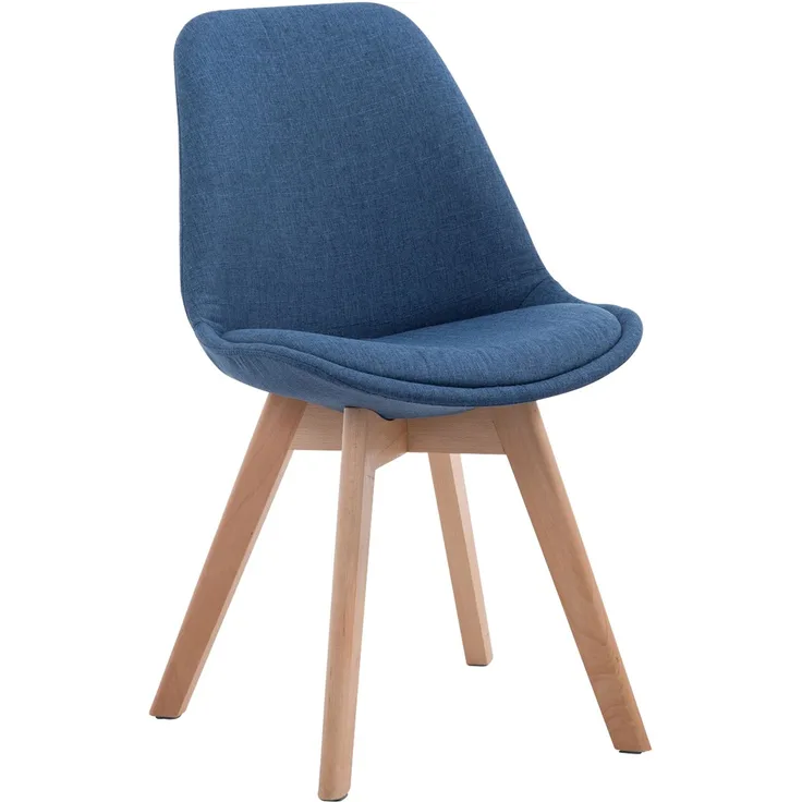Besucherstuhl LAGOS - Stoff Blau 48x55x84 cm Hellbraun | Besucherstühle Konferenzstuhl Wartezimmerstuhl Bürostühle Bürostuhl Konferenzraum Wartezimmer