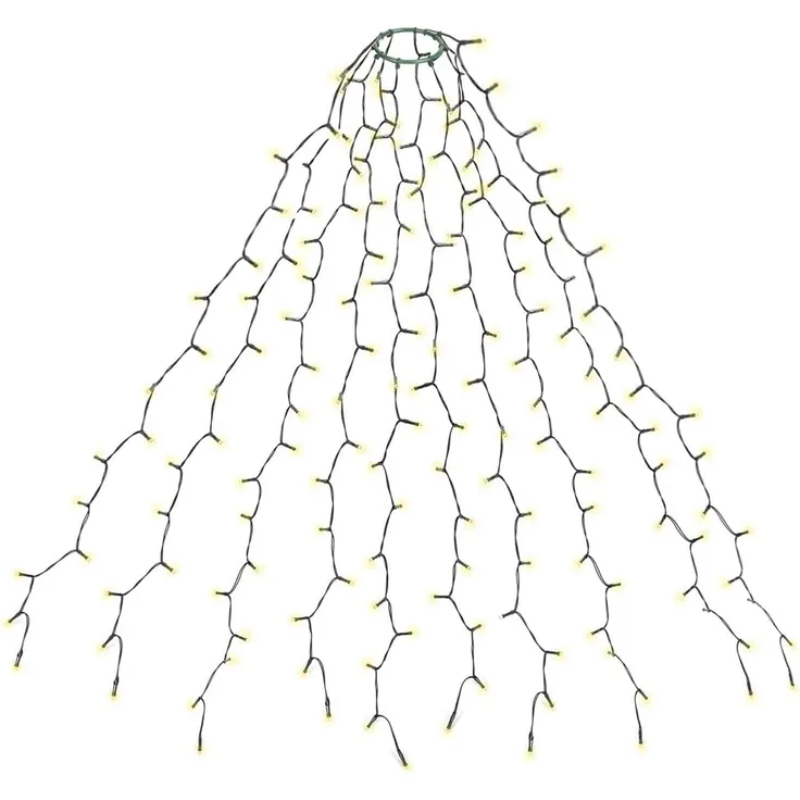 SALCAR 3m Christbaumbeleuchtung mit Ring und 10 Girlanden, 350er LED Weihnachtsbaum Lichterkette Überwurf Wasserdicht für 120cm bis 350cm Tannenbaum, Warmweiß