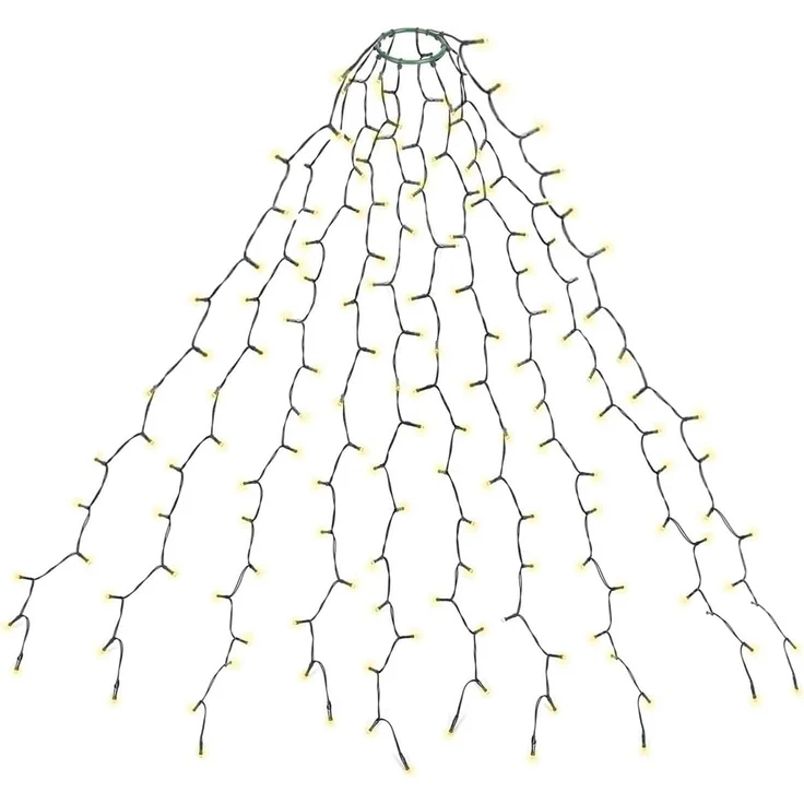 SALCAR 3m Christbaumbeleuchtung mit Ring und 10 Girlanden, 350er LED Weihnachtsbaum Lichterkette Überwurf Wasserdicht für 120cm bis 350cm Tannenbaum, Warmweiß – Bild 1