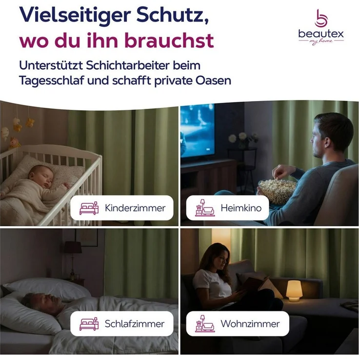Beautex Verdunkelungsvorhang Verdunkelungsgardine Kräuselband Vorhang blickdicht abdunkelnd, Kräuselband (1 St), verdunkelnd – Bild 3