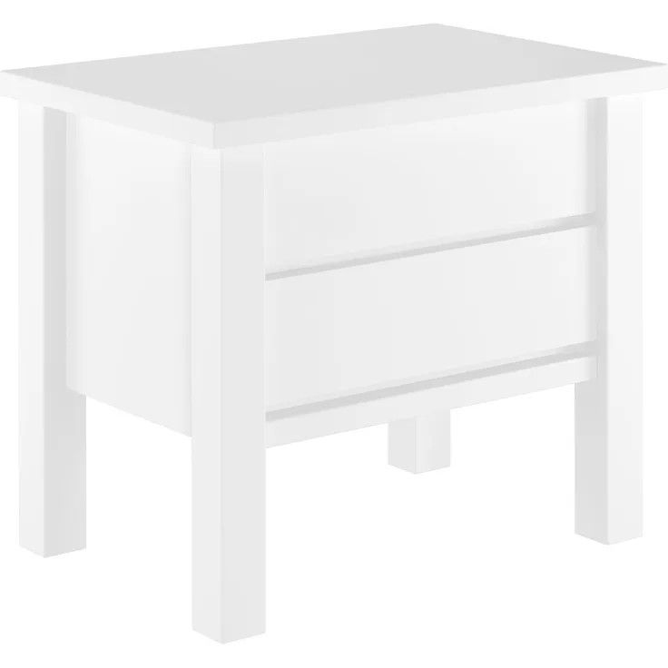 Nachtkonsole Buche weiß lackiert Massivholz Nachttisch mit zwei Schubladen 90.20-K41W