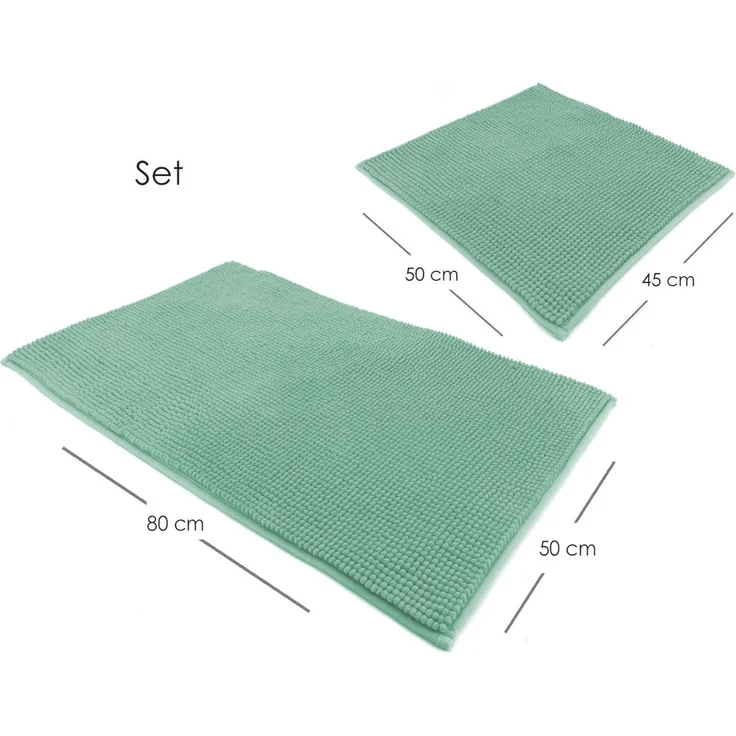 heimtexland Badematte Badvorleger Chenille Badteppich Duschvorleger, rutschhemmend beschichtet, Fußbodenheizung geeignet, schnell trocknend, strapazierfähig, fußbodenheizungsgeeignet, rutschfest, saugstark, Polyester, rechteckig, Set 45x50 / 50x80 cm, ... – Bild 2