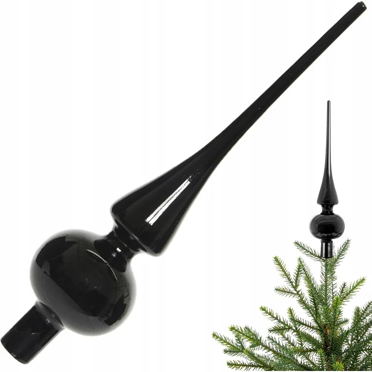 Kaemingk Christbaumspitze, Christbaumspitze Glas 26cm schwarz glänzend – Bild 2
