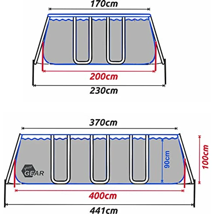 yourGEAR Rechteckpool Familien Pool 4x2x1m Stahlrahmenbecken Gartenpool Schwimmbecken – Bild 6