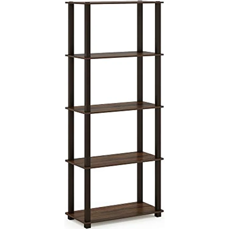 Furinno 5-Ebenen Mehrzweck-Regal mit quadratischen Rohren, holz, Walnuss/Braun, 29. 46x59. 94x145. 8 cm – Bild 6