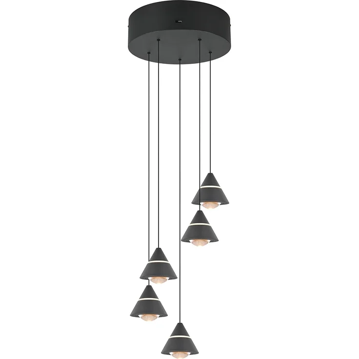 LED Cluster Pendelleuchte ROMEO höhenverstellbar, 5-flammig Schwarz Ø 28cm – Bild 2