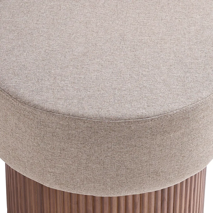SalesFever Sitzpouf mit Stauraum Ø 50 cm – Runder Hocker mit Strukturstoff & verstecktem Fach – Bild 5