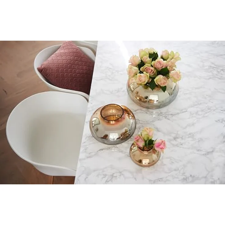 LEONARDO HOME POESIA Vase, handgefertigte Deko-Vase aus goldigem Glas, bauchige Blumen-Vase, 14 cm hoch, 1 Stück, 018650 – Bild 5