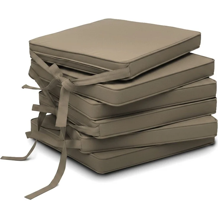 Beautissu Stuhlkissen 6er Set Loft SK Stuhlkissen Taupe, 45x40x5cm, Stuhlpolster mit Bändern Sitzkissen für Stühle, rutschfest – Bild 1