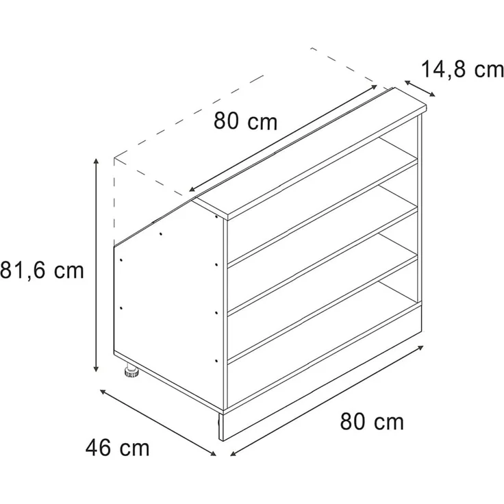 Küchenschrank für Dachschrägen R-Line Goldkraft Eiche 80 cm mit 4 Fächern Vicco – Bild 3