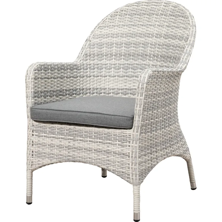 Mandalika Garden LILLE Polyrattan Diningsessel mit Alu-Gestell - icewhite