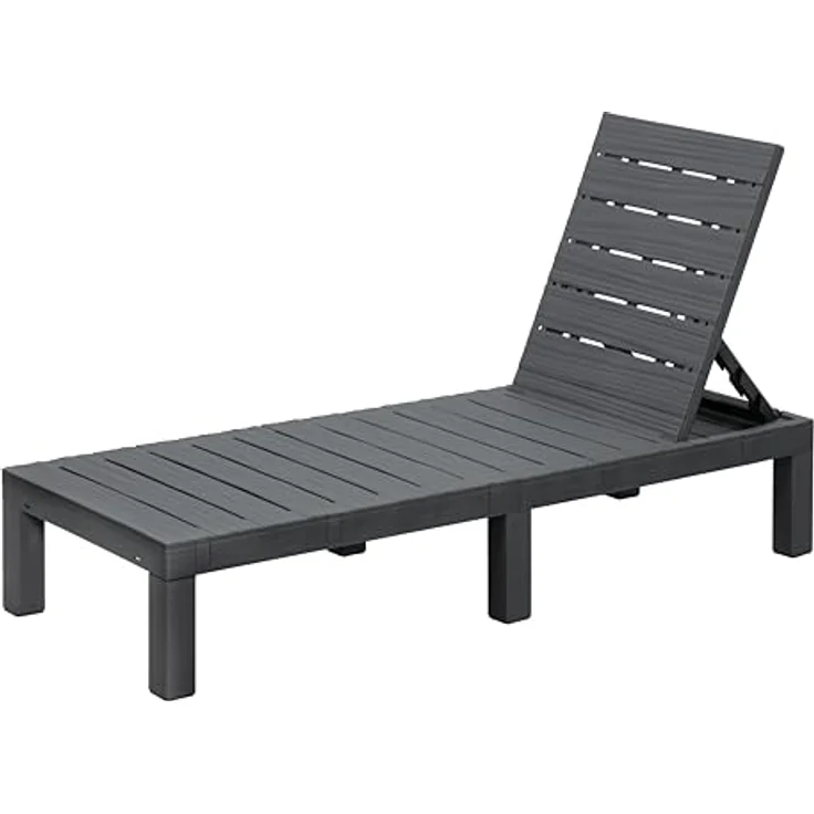 Koll Living Gartenliege 'Miami', UV- und wetterbeständig, Kunststoff in Anthrazit mit grauer Auflage, 187 cm Länge – Bild 9