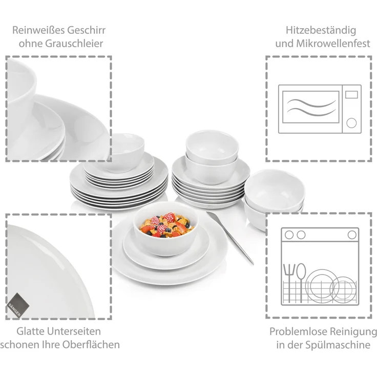 SÄNGER Porzellan Geschirrset New Port, Tafelservice 24 teilig für 6 Personen – Bild 2