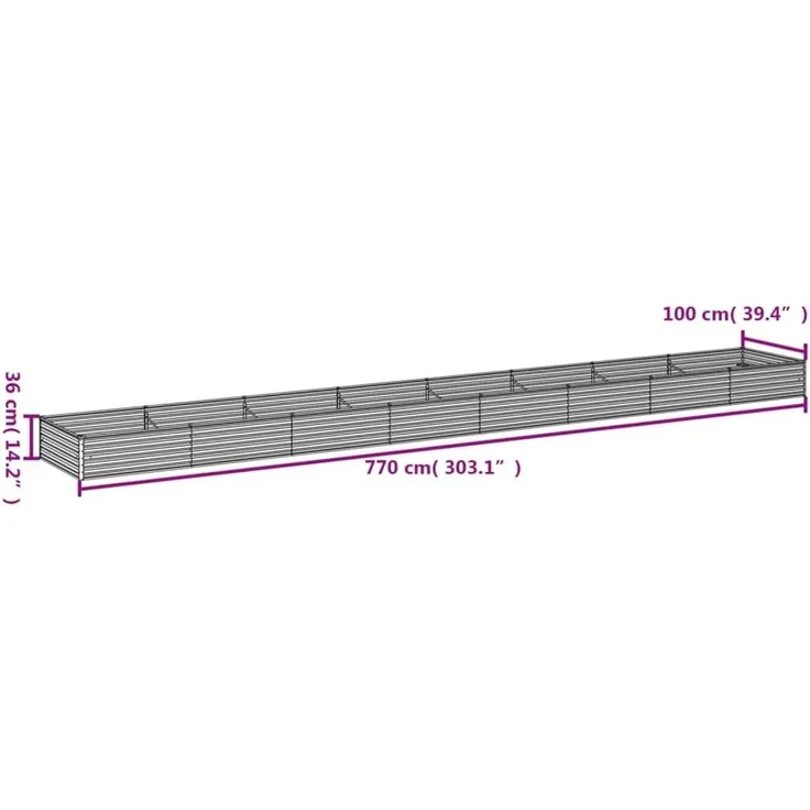 DELUKE® Hochbeet aus Cortenstahl AKSEL unten offen Hochbeet Metall Pflanzenbeet Metall Gartenbeet Blumenbeet Beet hoch Frühbeet für Garten Gemüsebeet, 770x100x36cm – Bild 2
