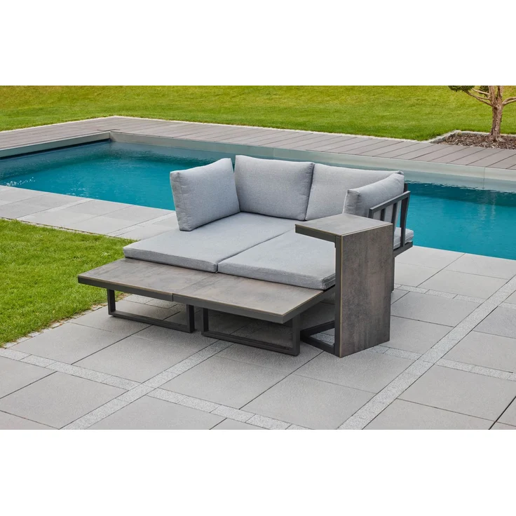 LC Garden 'Sungardo' Gartenlounge-Set inkl. Auflagen, 3tlg., individuell stellbar, Aluminium anthrazit, 70 x 35 x 41 cm – Bild 2