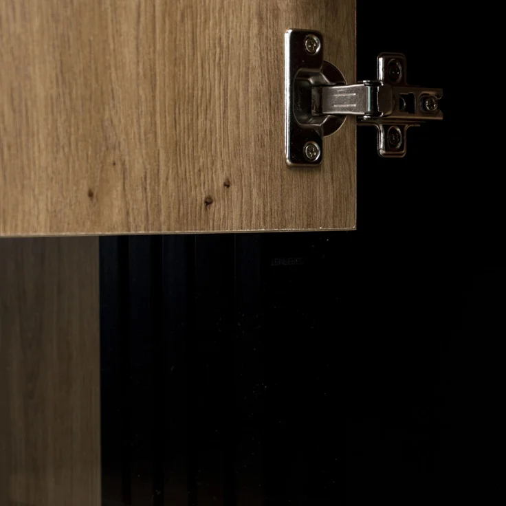 Merax 140 x 78 x 41 cm großes Sideboard mit Stauraum, Schrank mit LED-Licht und Glas, Holz und Schwarz – Bild 8