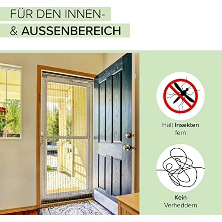 Kobolo Türvorhang Holzperlenvorhang Samara 90x200 cm, Türgardine Balkontür Insektenschu (1 St), Ösen, transparent – Bild 3