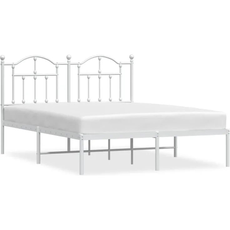 vidaXL Bettgestell mit Kopfteil Metall Weiß 135x190 cm 353487